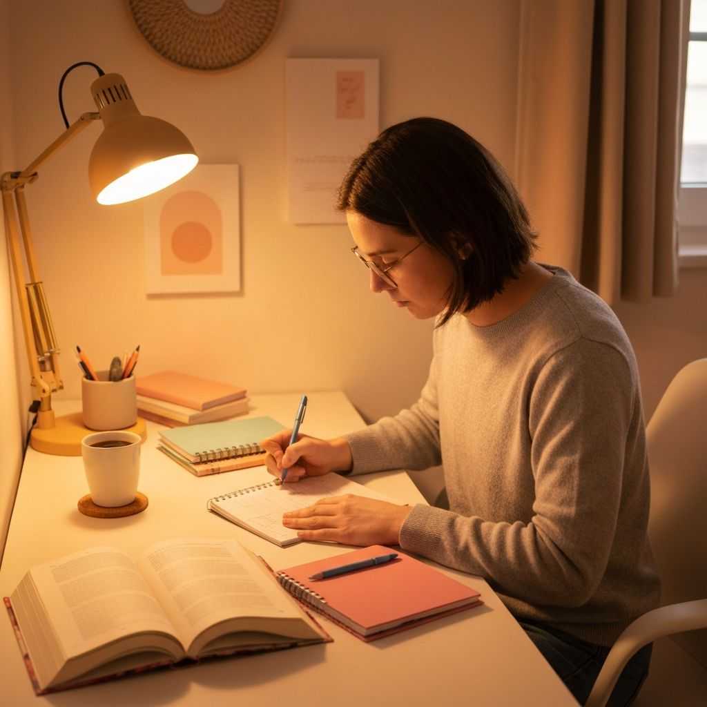 Person bei der Organisation ihres Tagesablaufs